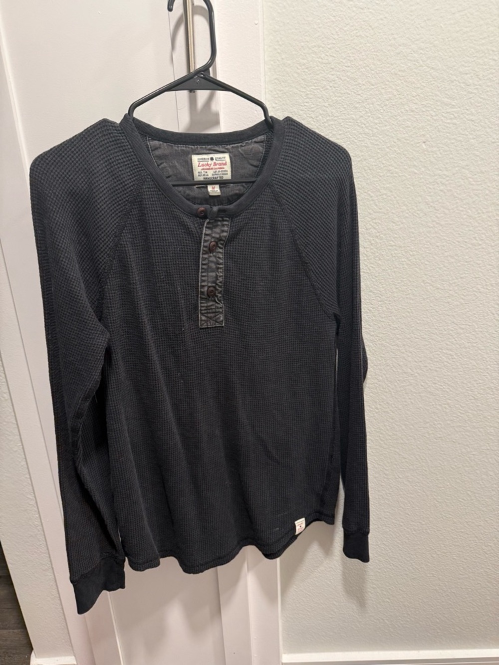 Lucky Brand Men’s Black Long-Sleeve Waffle Henley